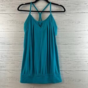 Lululemon No Limits Teal Blue Attached Bra Tank Top Size 6